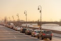 Palace embankment at sunset