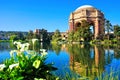 Palace of fine Arts with flowers and reflections, San Francisco, California, USA