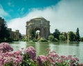 San Francisco, CA / United States - Aug. 25, 2019: A landscape view across the lagoon of the Palace of Fine Arts Royalty Free Stock Photo