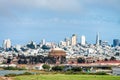 Palace of Fine Arts Theater and San Francisco skyline, California Royalty Free Stock Photo