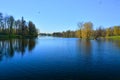 Palace Garden and Lake Beloe. Gatchina, St. Petersburg, Russia Royalty Free Stock Photo