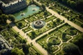 palace garden seen from above bird eyes view Royalty Free Stock Photo