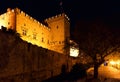Palace of Grand Master in night at Rhodes island in Greece Royalty Free Stock Photo