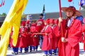 Palace guards inspection ceremony taking place at Gyeongbokgung Palace in Seoul