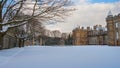 Palace of Holyroodhouse under heavy snow in Edinburgh, Scotland, February 2021