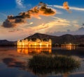 The palace Jal Mahal at night. Jal Mahal (Water Palace) on Man S Royalty Free Stock Photo