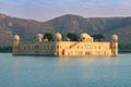 The palace Jal Mahal at night. Jal Mahal Water Palace was built during the 18th century in the middle of Man Sager Lake. Jaipur, Royalty Free Stock Photo