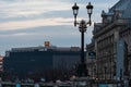 Palace of Justice building Palatul Justitiei early in the morning. View over Dambovita river in Bucharest, Romania, 2020 Royalty Free Stock Photo