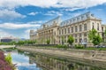 Palace of Justice and Dambovita river in downtown Bucharest, Rom Royalty Free Stock Photo