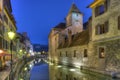 Palace L Ile on the Thiou Canal in Old Annecy, France, HDR Royalty Free Stock Photo