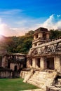 The Palace observation tower in Palenque, Maya city in Chiapas, Mexico Royalty Free Stock Photo