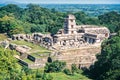 Palace and observatory at mayan ruins of Palenque. Chiapas, Royalty Free Stock Photo