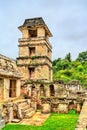 The Palace at the Maya Archeological Site in Palenque, Mexico Royalty Free Stock Photo