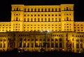 The Palace of the Parliament, Bucharest, Romania.Night view from the Central Square Royalty Free Stock Photo