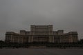 Palace of Parliament from the Unification Boulevard, the central street of Bucharest. Royalty Free Stock Photo