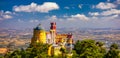 Palace of Pena in Sintra. Lisbon, Portugal. Travel Europe, holidays in Portugal. Panoramic View Of Pena Palace, Sintra, Portugal.