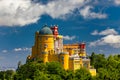 Palace of Pena in Sintra. Lisbon, Portugal. Travel Europe, holidays in Portugal. Panoramic View Of Pena Palace, Sintra, Portugal. Royalty Free Stock Photo