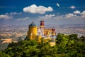 Palace of Pena in Sintra. Lisbon, Portugal. Travel Europe, holidays in Portugal. Panoramic View Of Pena Palace, Sintra, Portugal. Royalty Free Stock Photo