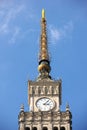 Palace of Science and Culture. Clock. Warsaw. Poland Royalty Free Stock Photo