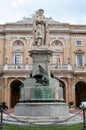 Palace and scuplture of poet Giacomo Leopardi in Recanati