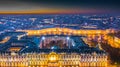 Palace square and Alexander Column and Winter palace at morning in St. Petersburg, Aerial view in St. Petersburg, Russia Royalty Free Stock Photo