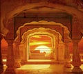 PALACE SUNSET ARCH curved structure jaipur Royalty Free Stock Photo