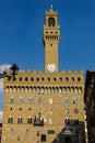 Palace Vecchio at Signoria square illuminated during sunset in Florence, Italy Royalty Free Stock Photo