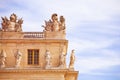 Palace of Versailles with Greek knights sculptures Royalty Free Stock Photo