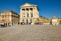 The Palace of Versailles. Paris France. Queue of tourists at the main entrance