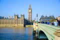 The Palace of Westminster with Big Ben clock tower and Westminster Bridge, London, England