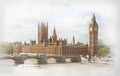 The Palace of Westminster, Elizabeth Tower and Westminster Bridge