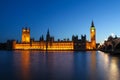 Palace of Westminster in London, UK at dusk Royalty Free Stock Photo