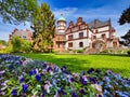 Palace of Wiligrad near Schwerin Germany behind a field of flowers Royalty Free Stock Photo