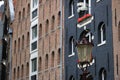 Palace windows with brick faÃÂ§ade in Amsterdam. Vrede Royalty Free Stock Photo