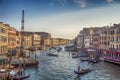 The palaces and historical houses from the Grand Canal, Venice, Italy . Bridges, palaces and the sea.