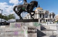 March, riot, painted sculpture Palacio de Bellas Artes