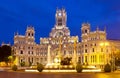 Palacio de Cibeles in summer night. Madrid Royalty Free Stock Photo
