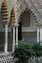 Closeup photo with details of the arc in the Palacio de Generalife in Granada, Andalucia, Spain Royalty Free Stock Photo