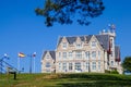 Palacio de la Magdalena palace in Santander. Royal family summer house getaway. European flag