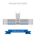 Palacio De Lopez in Asuncion Paraguay vector flat attraction