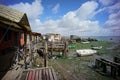 palafitico pier built in a disorganized and rustic way. recycled building materials forming a popularly designated area for tents