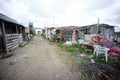 palafitico pier built in a disorganized and rustic way. recycled building materials