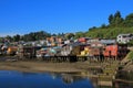 Palafito houses on stilts in Castro, Chiloe Island, Chile Royalty Free Stock Photo