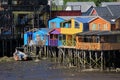 Palafito houses on stilts in Castro, Chiloe Island, Chile Royalty Free Stock Photo