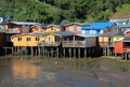 Palafito houses on stilts in Castro, Chiloe Island, Chile Royalty Free Stock Photo