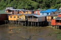 Palafito houses on stilts in Castro, Chiloe Island, Chile Royalty Free Stock Photo