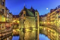 Palais de l'Ile jail and canal in Annecy old city Royalty Free Stock Photo