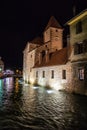 Palais de l`Isle night view. Annecy, France Royalty Free Stock Photo