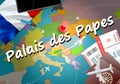 Palais des Papes city travel and tourism destination concept. Fr