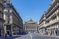 The Palais Garnier, the opera house of Paris sighted from Opera avenue in Paris Royalty Free Stock Photo